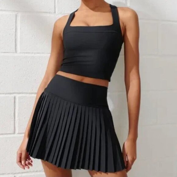 Abercrombie & Fitch YPB XXL Black MotionTEK Lined Pleated Tennis Skirt Skort - Picture 2 of 10